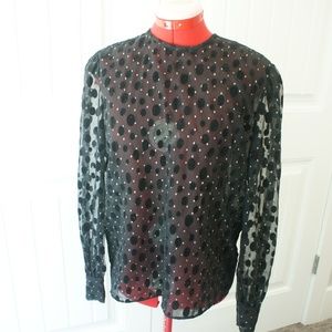 Nolan Miller Sheer polka dot shirt